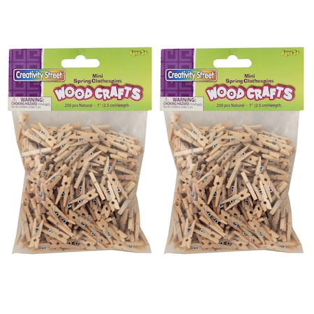 Creativity Street Mini Spring Clothespins, Natural, 1in, PK500 PAC3672-01